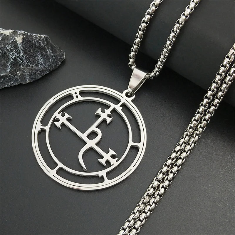 Stainless Steel Demon Seal Necklace Men/Women Silver Color Satan LILITH Necklaces & Pendants Jewery