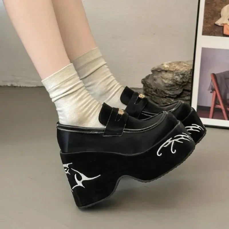 Wedges Shoes for Women 2023 Spring Autumn New Women's Mary Jane Shoes Super High Heel 8CM or Above Pumps Japanese Lolita Shoes