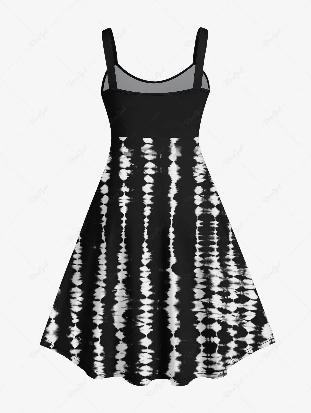 Plus Size Halloween Skeleton Tie Dye Printed A-Line Tank Dress