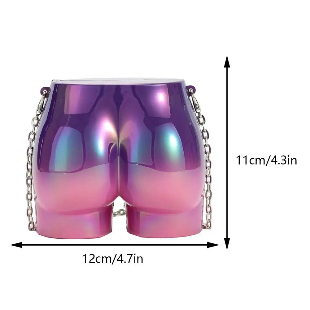 INS Unique Butt-Shaped Acrylic Chain Crossbody Bags - Funny Evening Handbags, Luxury Designer Novelty Sling Bag, Fashion Mini Purses