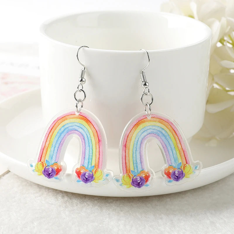 Rainbow Heart Pride Love Wins Flag Dangle Earrings - Perfect Birthday Gift