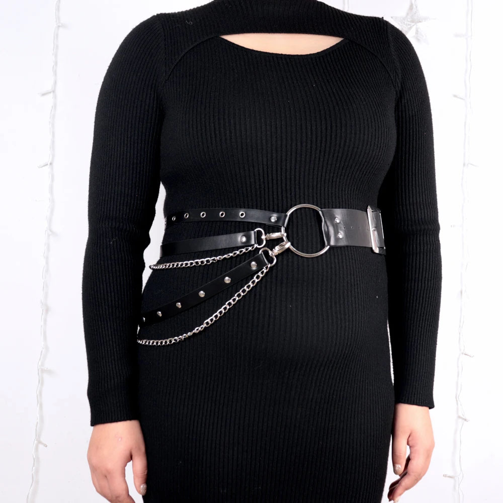 Versatile Plus Size Punk Belt with Stud Decoration Stylish Black PU Hip Hop Belt Suitable for Party and Casual Wear