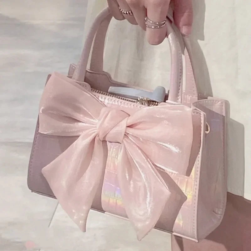 Summer Pink Bowknot Clutch Purse: Fashion Women's Handbag, Sweet Girl's Small Square Shoulder Messenger Bag, Ideal for Every Occasion