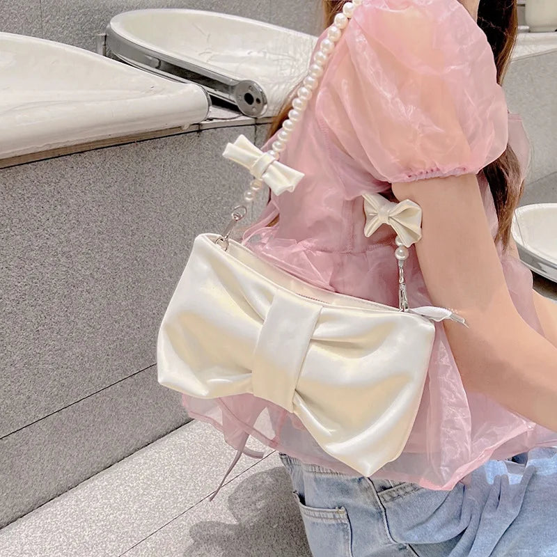 Summer Pink Bowknot Clutch Purse: Fashion Women's Handbag, Sweet Girl's Small Square Shoulder Messenger Bag, Ideal for Every Occasion