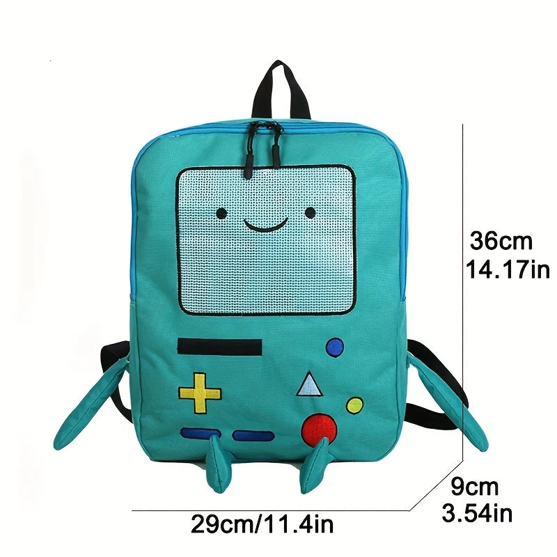 Creative Robot Design Backpack - Funny Games Console Pattern Canvas Backpack for Women, Cute Cartoon Travel Bag