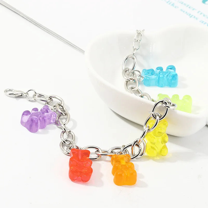 Cute Gummy Bears Bracelet for Women Sliver Charm Baby Bracelet Bohemia Boho Jewelry Accesorios Gifts Pulceras Y Brazaletes Mujer