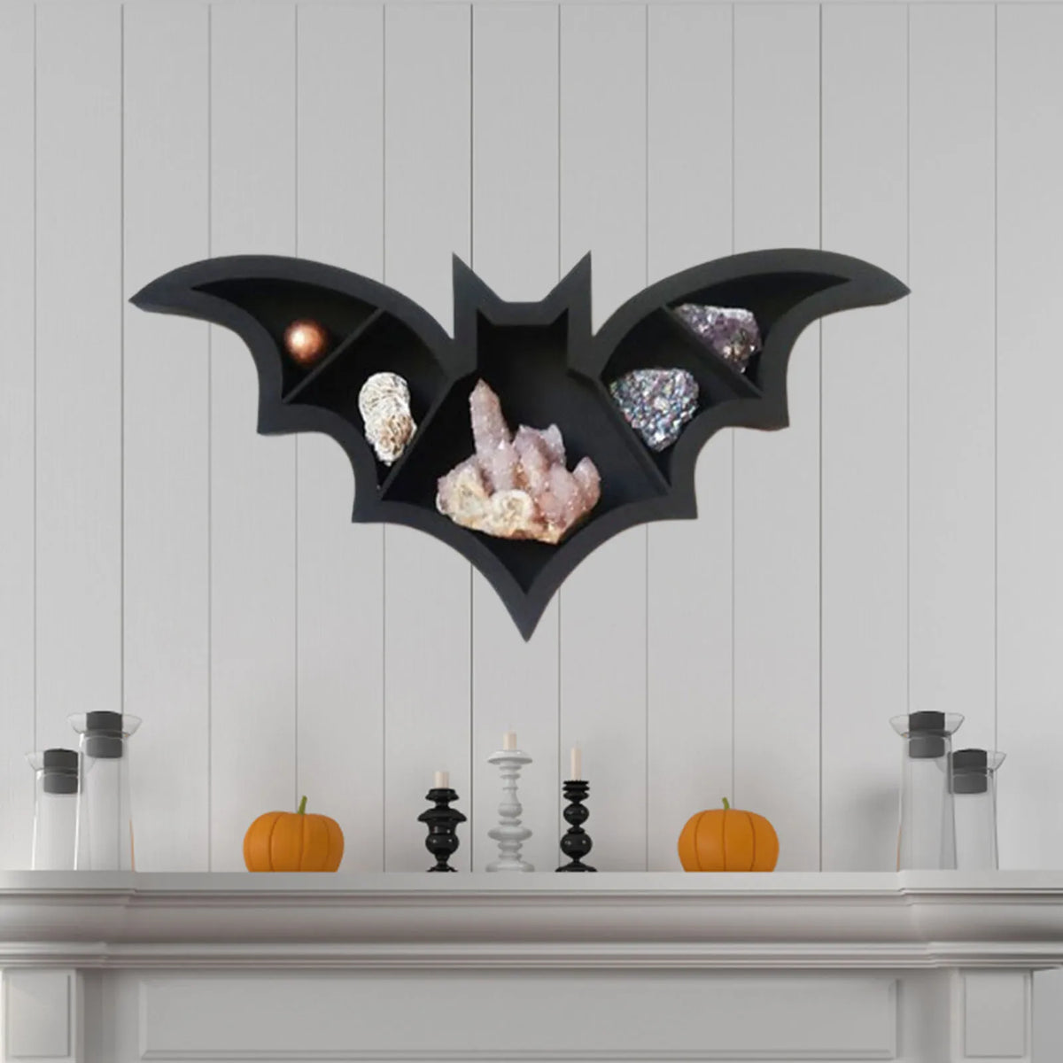 Bat Shelf Coffin Crystal Spooky Floating Shelves Goth Decor Wall Decor for Bedroom Kitchen