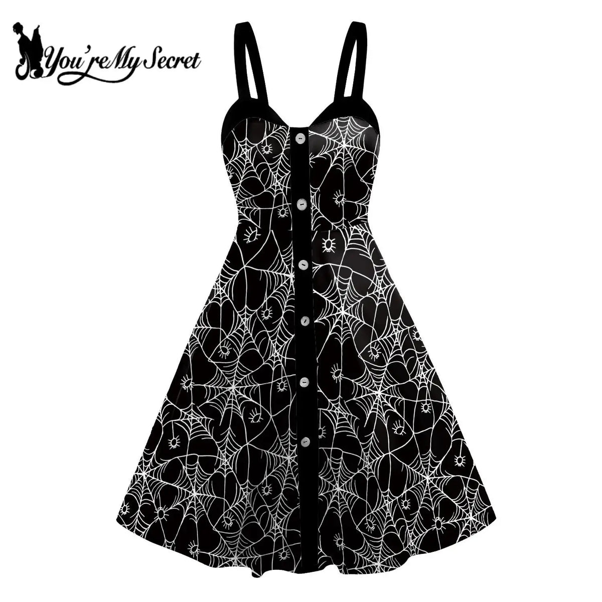 [You’re My Secret] Halloween Vintage Women Dress | Summer 2023 3D Print Scary Gothic Backless Slip Dress