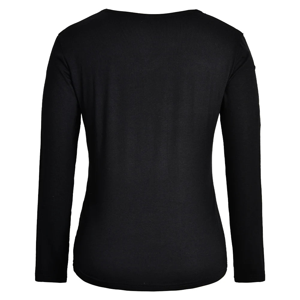 Solid Casual Blouses - Women's Long Sleeve T-Shirt Tops, Loose Pullovers, Sexy Club Y2K Top