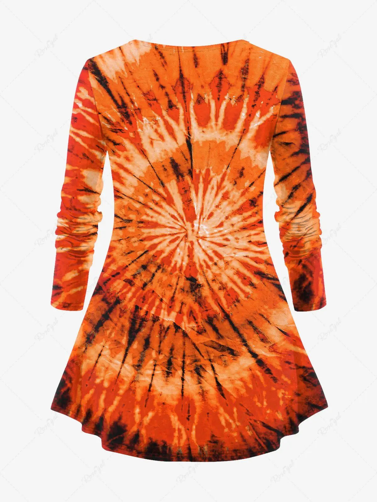 Autumn 2023 Plus Size Halloween Tie-Dye Print Outfit – Bat, Moon, Star, and Ghost T-Shirt & Flare Pants, Sold Separately or as a Set