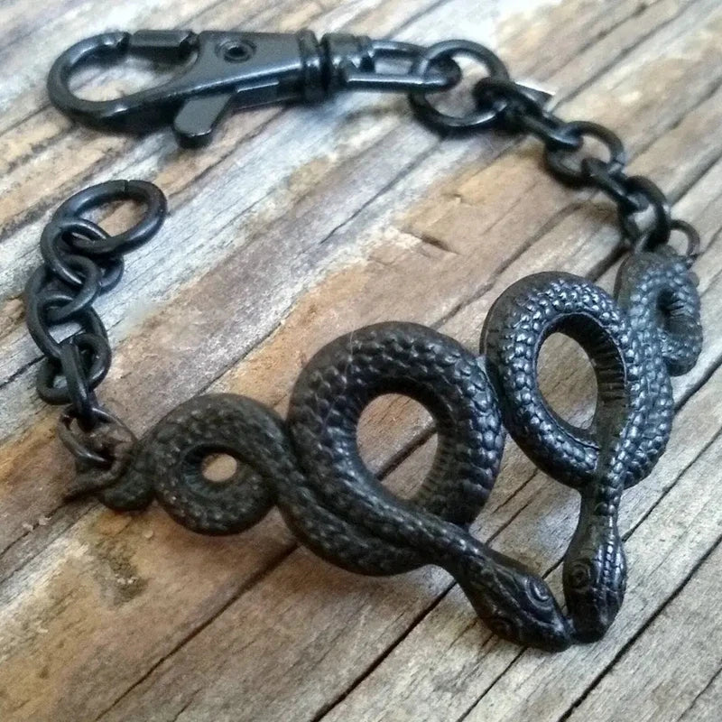 Medusa Black Snake Bracelet | Gothic Chain Jewelry | Witchy Snake Bracelet