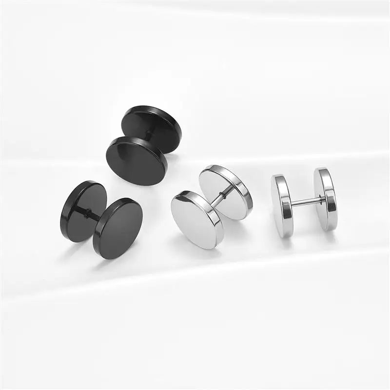 2 Piece Punk Stainless Steel Screw Dumbbell Gothic Stud Earrings For Women Men Street pop Hip Hop Rock Hypoallergenic Earrings