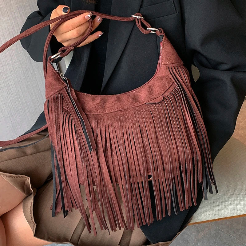 Y2k Tassel Bucket Bag Small Crossbody Bags for Women 2022 Winter Designer Party Bags Female Luxury Handbags Sac A Main Femme