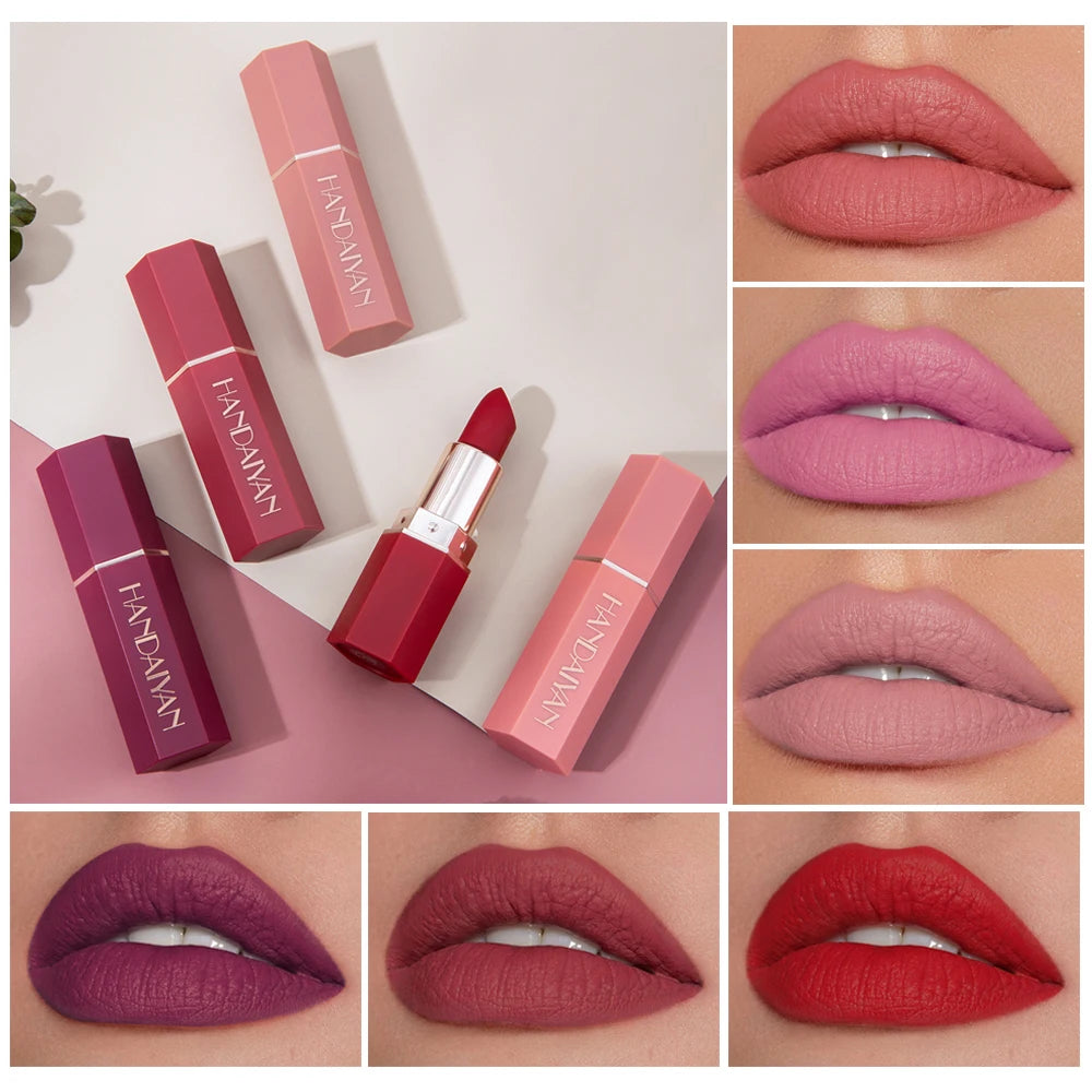 6-Colors Matte Lipstick – Long-Lasting, Non-Fading Velvet Finish, Waterproof & Smudge-Proof Lip Colors