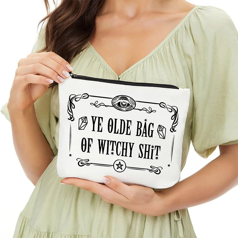 Ye Olde Bag Of Witchy Stuff Witch Black Goth Makeup Bag Witchcraft Halloween Birthday party Friend Tarot Cards Coven Sister gift