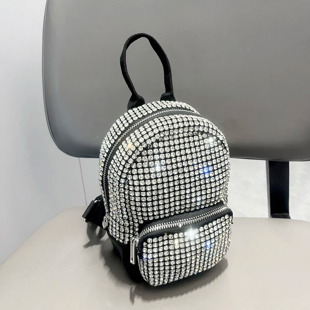 Shiny Crystal Backpack - Rhinestone Handmade Purses and Handbags, Luxury Designer Backpack Bag