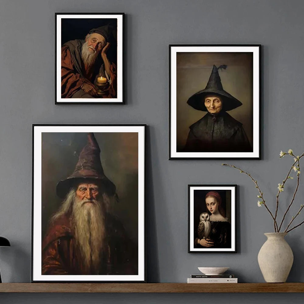 Dark Academia Witch Wizard Poster Prints - Gothic Magic World Canvas Paintings for Living Room Home Decor