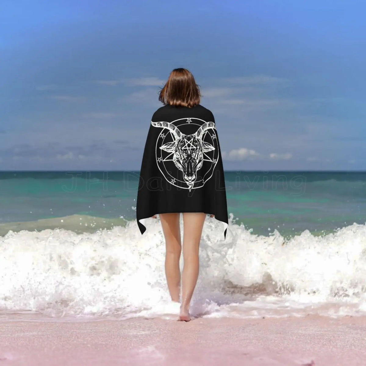 Baphomet Pentagram Satantic Occult Church of Satan Goat Goth Bath Towel Microfiber Quick-Dry Beach Towel Large Towel 80x130cm