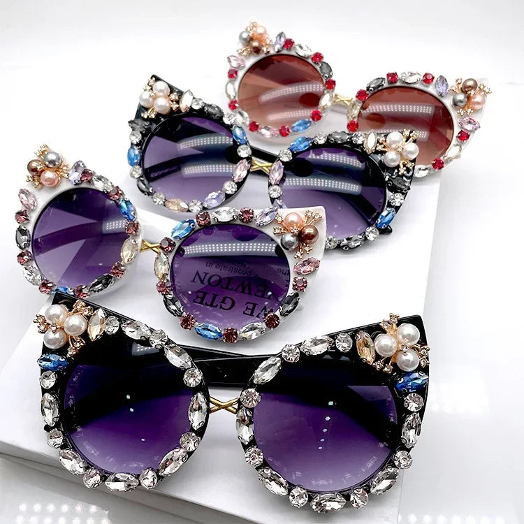 2024 New Designer Diamond Sunglasses for Women - Rhinestone Party Eyewear | Lunette De Soleil Femme