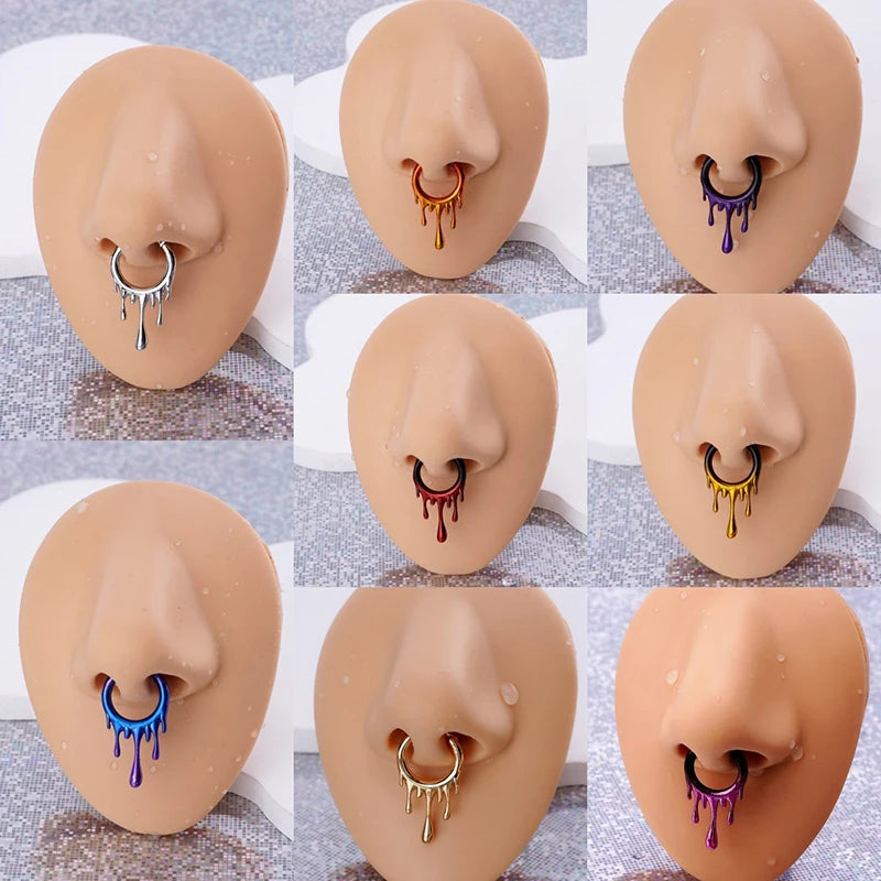 1PC Surgical Steel Bat Septum Piercing - Hinged Segment Nose Ring, Clicker for Cartilage & Tragus, Body Piercing Jewelry