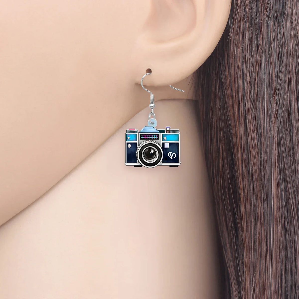 Acrylic Retro Box Camera Dangle Drop Earrings - Charm Jewelry Gifts for Women, Girls, Kids, and Friends Decorations