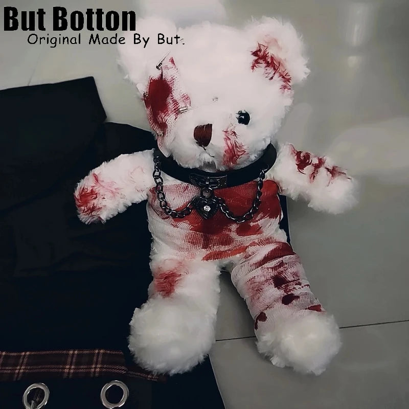 Lolita Goth 90's Throwback Bloody Gauze Soft Plush Teddy Bear Novelty Crossbody Handbag