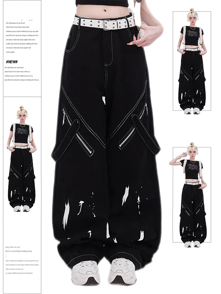 Black Goth Baggy Trip Style Vintage Harajuku 90’s Aesthetic Denim Pants