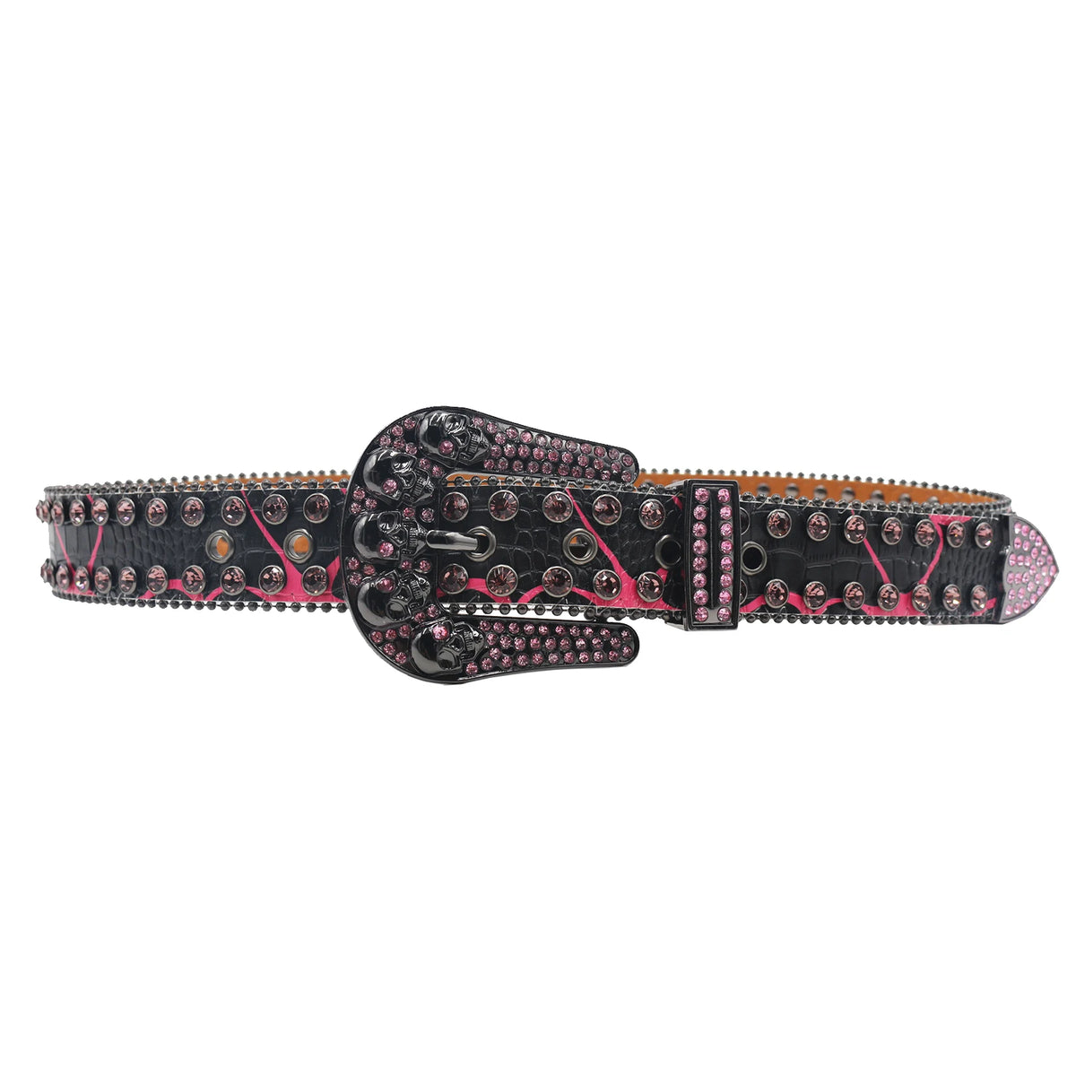 New Men's Jeans Skull Rhinestone Women Belt Western Denim Shiny Rivet Design Artificial Diamond Belt Hip Hop Punk Y2k Belt