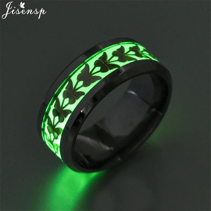 2023 Stainless Steel Glowing In Dark Heart Finger Rings for Men Women Punk Music Dragon Luminous Ring Couple Jewelry Anel