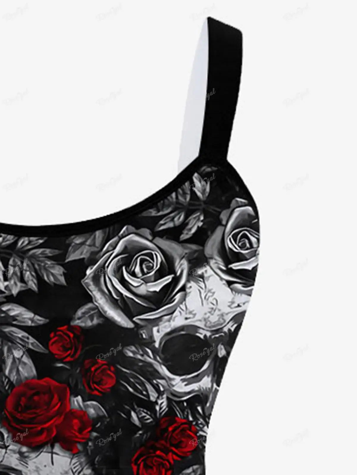 Gothic Printed Sleeveless Dress Women's Plus Size Skull Rose Graphic Dresses Up To 5XL