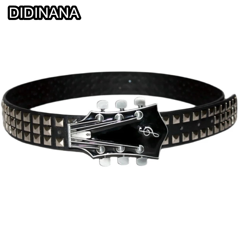 Punk Rock Rock Guitar Goth Rivet Studded Skeleton Print Belt