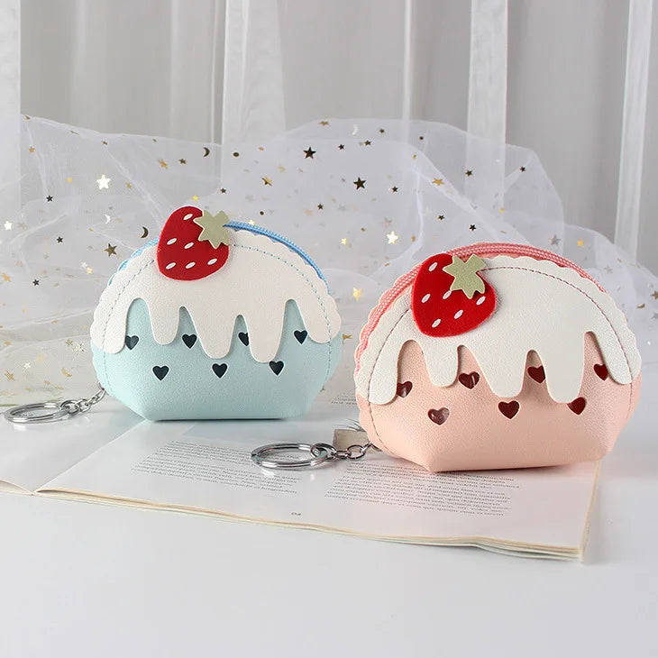 Strawberry Frosted Cupcake 3D Novelty Fashion Coin Purse Bag