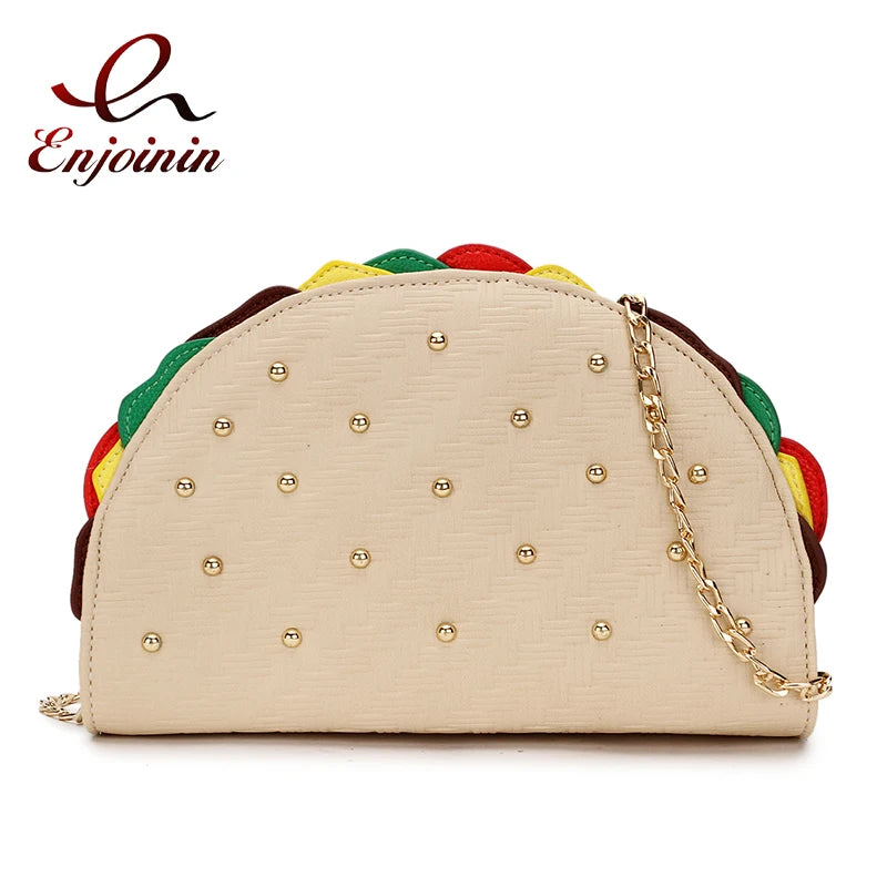 Novelty Taco Shaped Purses and Handbags for Women Fashion Girls Chain Small Crossbody Bag Funky Clutch Bag Designer Shoulder Bag