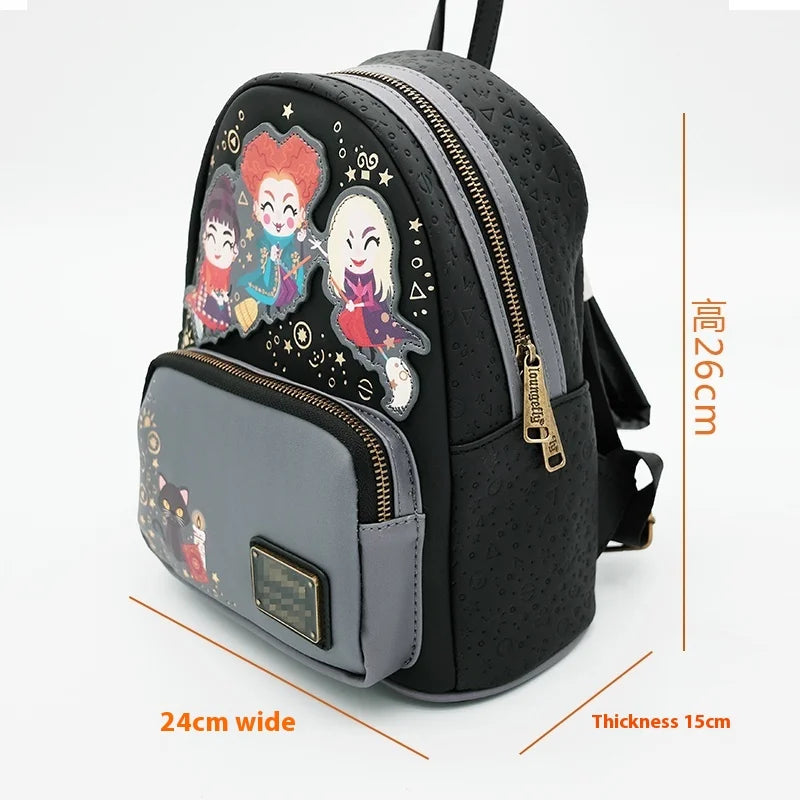 Disney Loungefly Crazy Witch Sanderson Sisters Backpack – Cute Anime Peripheral Cartoon Bag for Women, Casual Purse