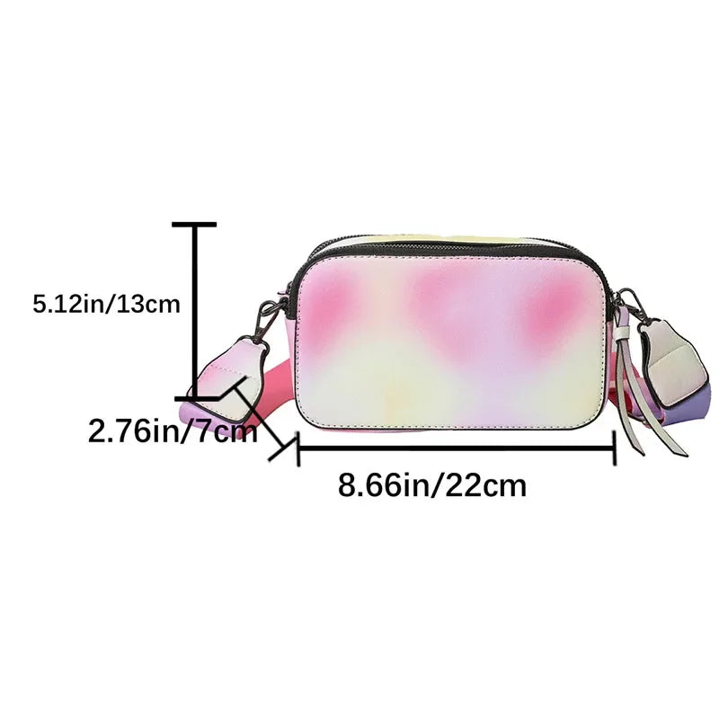 Fashion Small Camera Crossbody Bag – Designer Luxury Rainbow Sling Handbag for Women