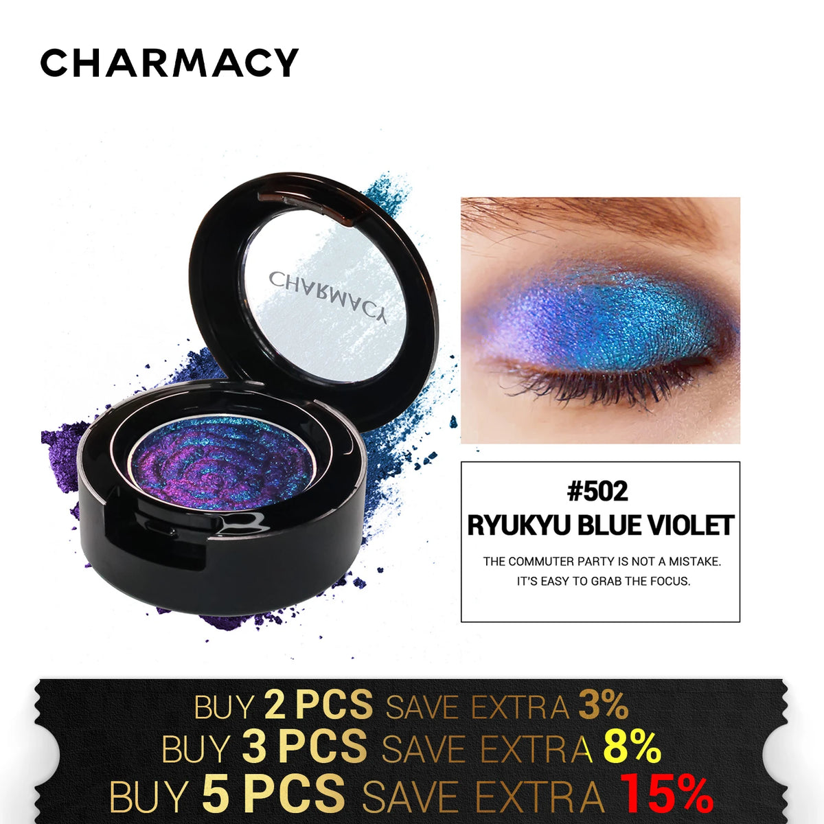 CHARMACY Insane Shifters Chameleon Eye Shadow – High Pigment, Long-lasting Single Glitter Eyeshadow for Eye Makeup