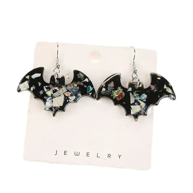 1Pair Halloween Woman Dangle Earrings 3D Resin Death Ghost Bat For Girl Birthday Gift