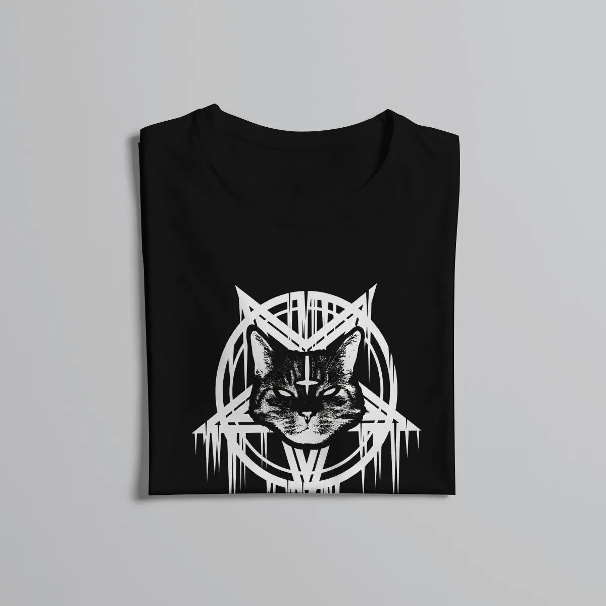 Satanic Black Metal Cat T-Shirt - Baphomet, Lucifer, CATAN 666 | Men's & Women's