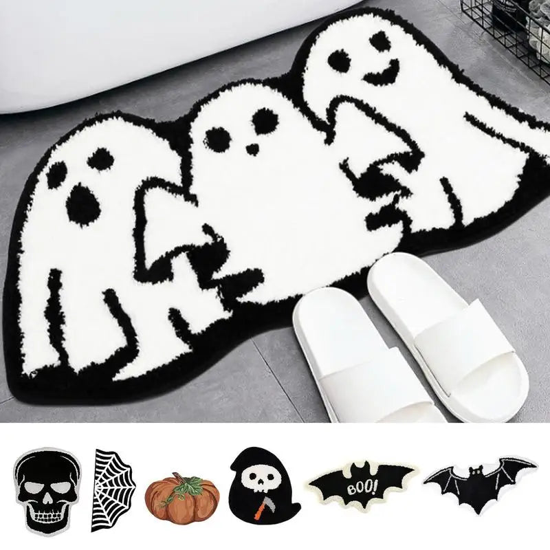 Halloween Horror Character Rug - Black and White Ghost Face Bedroom Decoration
