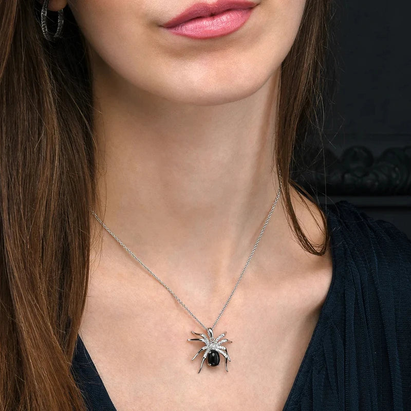 Huitan Black Spider Necklace for Women - Punk Style Cool Girl’s Chic Dance Party Accessory