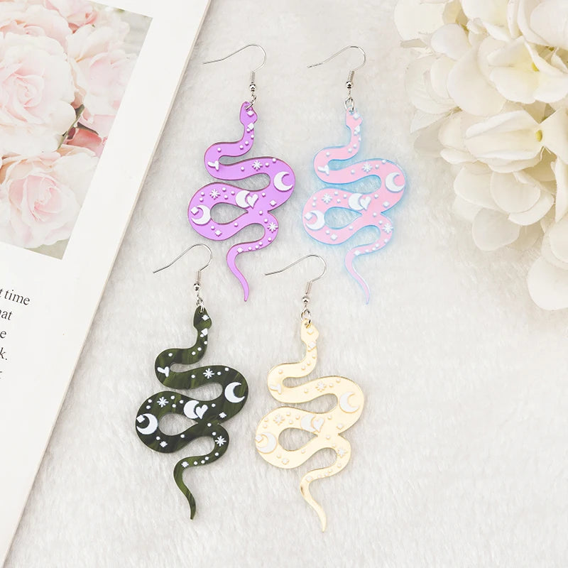 1 Pair Creative Halloween Charm Drop Earrings – Acrylic Magic Snake Design, Women's Jewelry Holiday Gifts