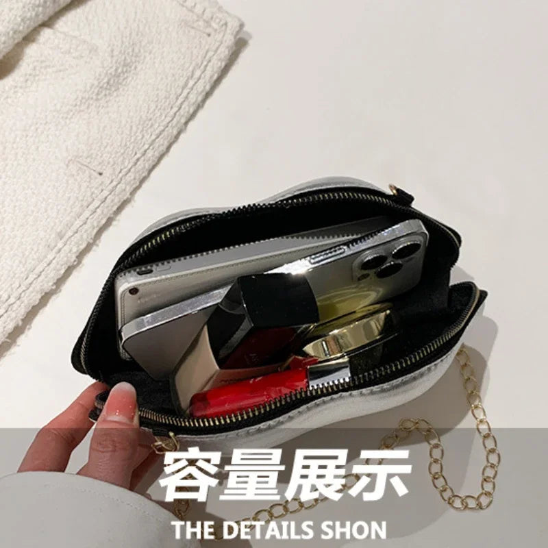 Lips Shape Chain Shoulder Bag - PVC Clutches Messenger Bag Coin Bag, Handbags Lip Satchel Mini Crossbody Messenger Tote