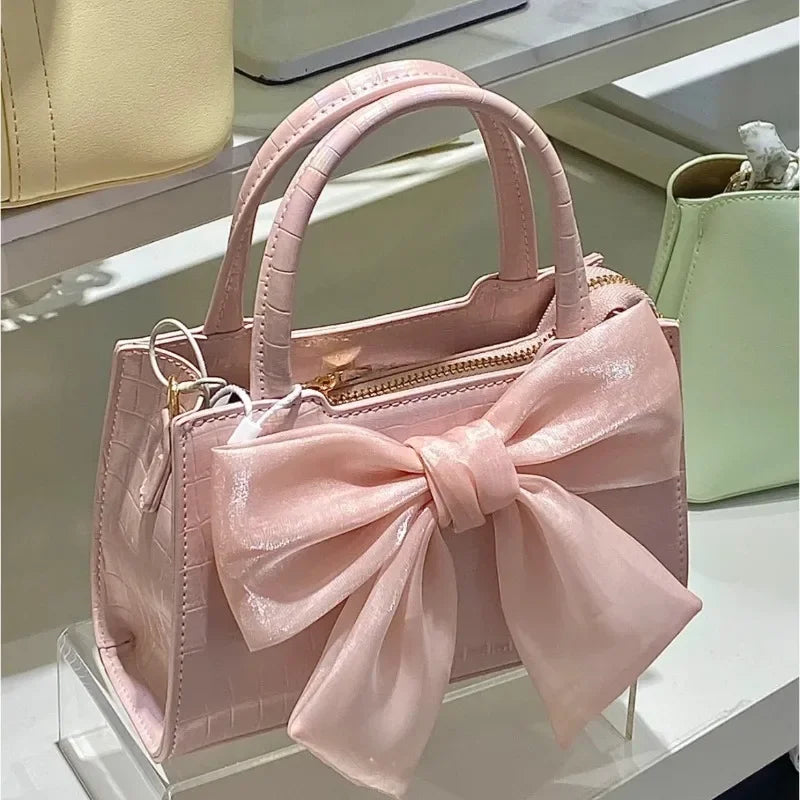 Summer Pink Bowknot Clutch Purse: Fashion Women's Handbag, Sweet Girl's Small Square Shoulder Messenger Bag, Ideal for Every Occasion