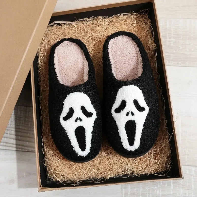 Halloween Ghost Character Slippers – Warm Winter, Unisex Thick Sole, Soft Sole Slippers