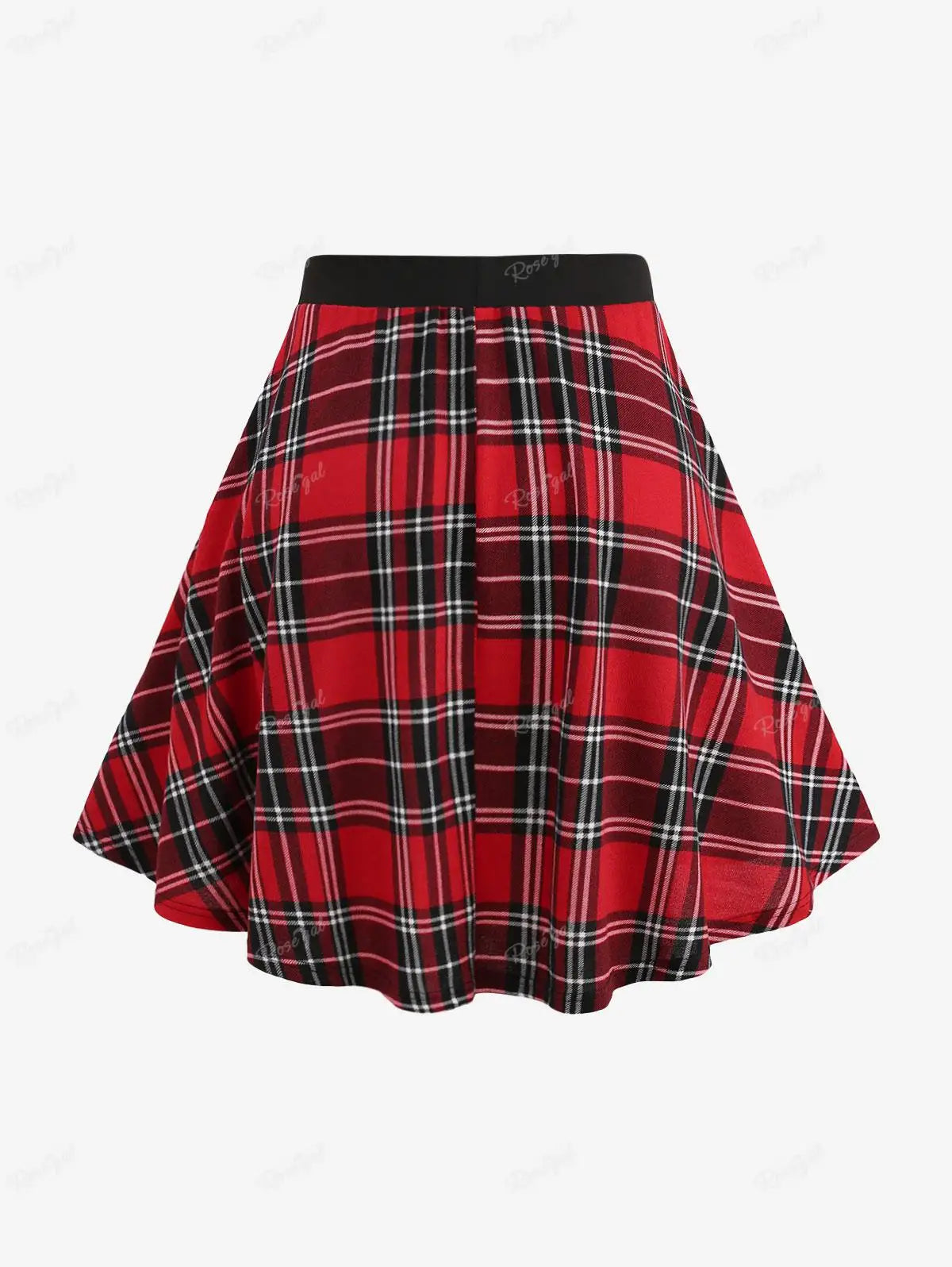 ROSEGAL Plus Size Plaid Zipper Patchwork Ruched Skirt Women Fall,Spring,Summer Casual Streetwear Mini Skirts New Skirt Bottoms