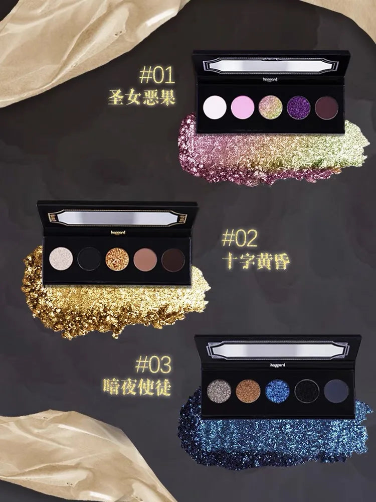 Haggard Scepter Smoked 5-Color Eyeshadow Palette - Black Gold Earth Matte Pearl Eye Makeup