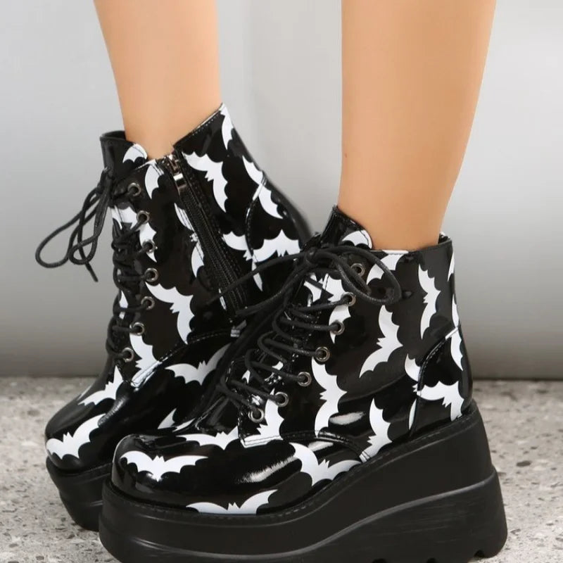 New Women's Gothic Black Ankle Boots - Short Tube Ladies' Ankle Boots