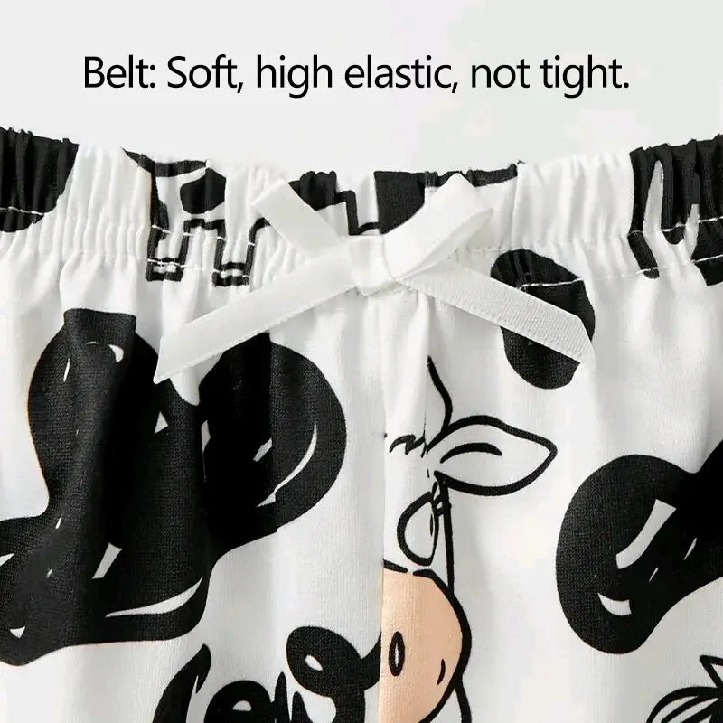 Women Pajamas Sleepwear Pajama Set Sports Camisole And Shorts S M L Black Cow Cartoon Print Ventilate Soft Casual