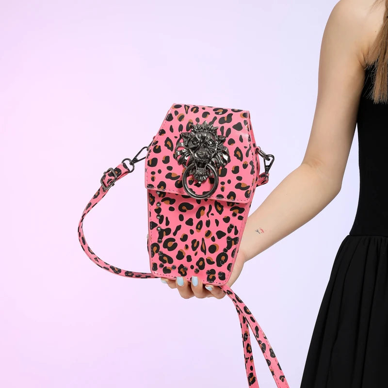 Halloween Leopard Print Bag Women's Crossbody Bag Spooky Sexy Shoulder Satchels Trick ot Treat Handbag Red Evening Clutch