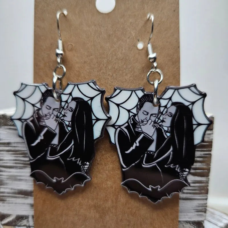 Gothic Halloween Horror Movie Character Dangle Earrings - Creative Print Acrylic Handmade Jewelry for Women